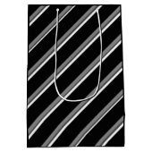 Zwart en Wit Diagonaal Gestreepte Cadeautas (Achterkant)