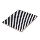 Zwart en wit diagonale strepen tegeltje (Zijkant)