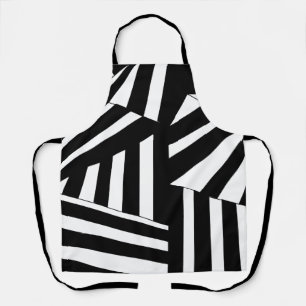 Zwart en wit diagonale strepenpatroon keuken schort