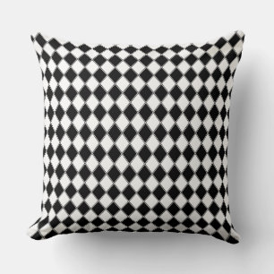 Zwart en Wit Diamant Argyle Patroon Kussen