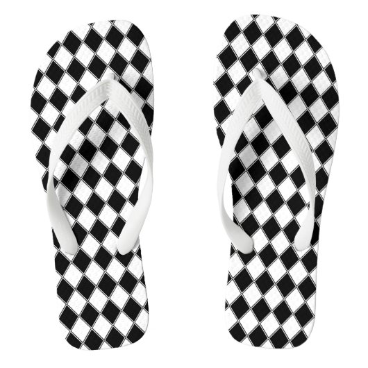 Zwart en Wit Diamant Argyle Patroon Teenslippers (Voetbed)