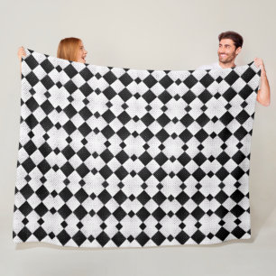 Zwart en wit diamant geometrisch patroon fleece de deken