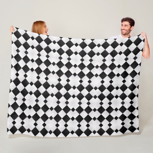 Zwart en wit diamant geometrisch patroon fleece de deken (In situ)