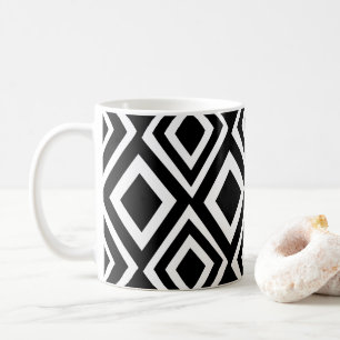 Zwart en wit diamant geometrisch patroon koffiemok