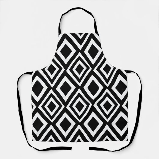 Zwart en wit diamant geometrisch schort (Voorkant)