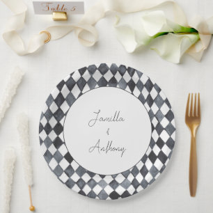 Zwart en wit diamant papieren bord