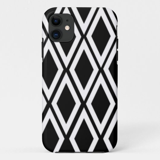 Zwart en wit diamantpatroon Case-Mate iPhone case (Achterkant)