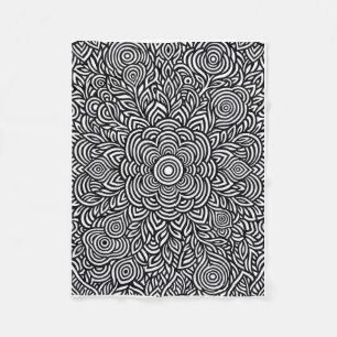 Zwart En Wit Dicht Abstract Patroon Kunst Fleece Deken