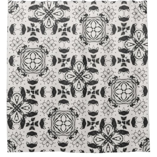 Zwart en wit douchegordijn (Voorkant)