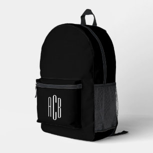 Zwart en Wit Driedelige Monogram Bedrukte Rugzak