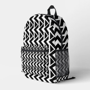 Zwart en wit driehoekig Chevron streeppatroon Bedrukte Rugzak