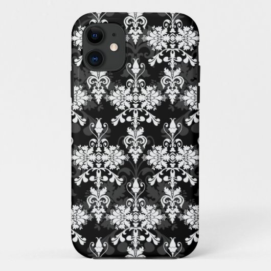 Zwart en Wit Dubbel Damast Case-Mate iPhone Case (Achterkant)