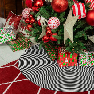 Zwart en wit dunne concentrische cirkels kerstboom rok