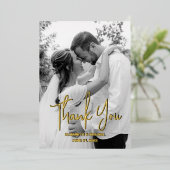 Zwart en Wit Echt Gouden Folie Bruiloft Folie Uitnodiging (Staand Voorkant)