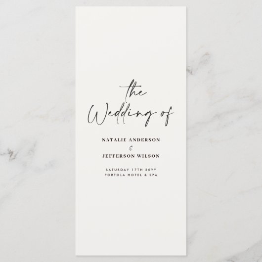 zwart en wit eenvoudig elegant schrift voor heren  menu (Achterkant)