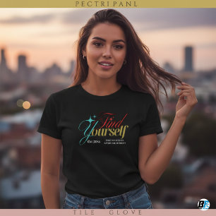 Zwart en wit Eenvoudig Elegant "Vind jezelf" T-shirt