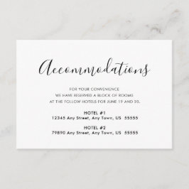 Zwart en wit eenvoudig elegante accommodaties informatiekaartje