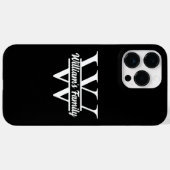Zwart en Wit | Eenvoudig familienaammonogram Case-Mate iPhone Case (Achterkant (horizontaal))