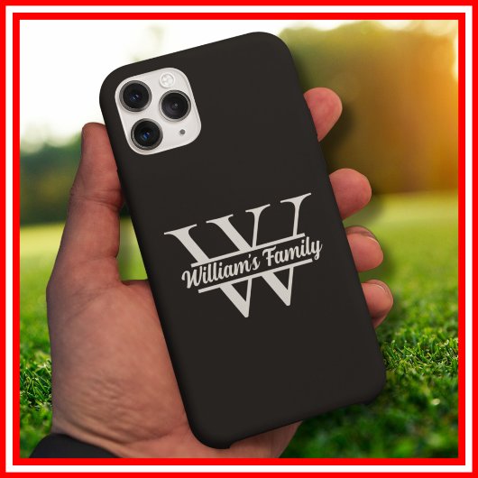 Zwart en Wit | Eenvoudig familienaammonogram Case-Mate iPhone Case