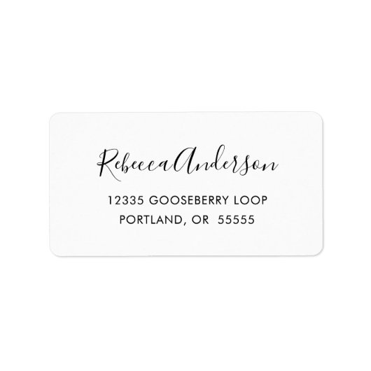 Zwart en wit Eenvoudig het Adres van de Terugkeer Etiket (Voorkant)
