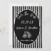 Zwart en wit eenvoudig huwelijk save the date (Voorkant)