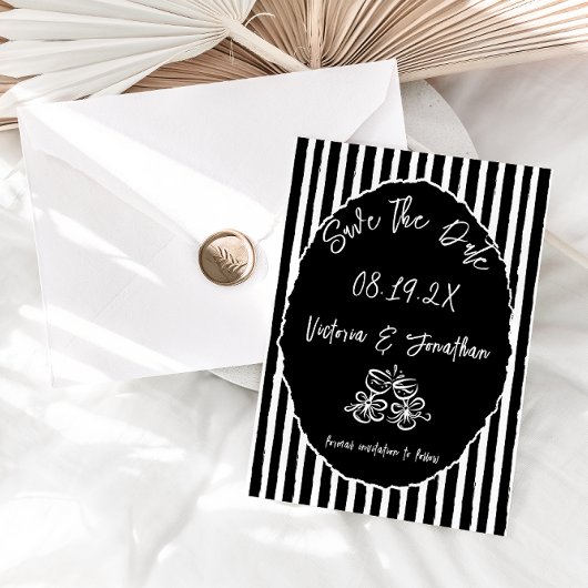 Zwart en wit eenvoudig huwelijk save the date