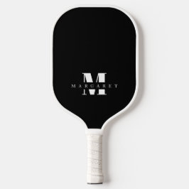 Zwart en Wit Eenvoudig Minimalistisch Monogram Naa Pickleball Paddle
