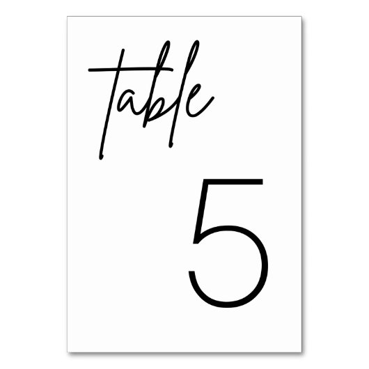 Zwart en Wit Eenvoudig Minimalistisch Trouwtafel Kaart (Achterkant)