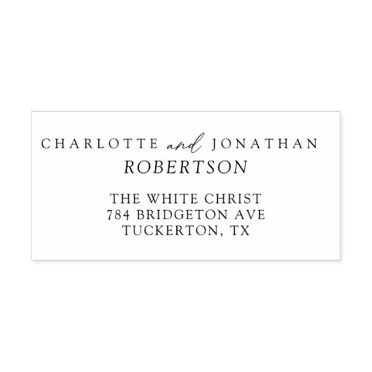 Zwart en wit eenvoudig modern adres rubberstempel (Afrduk)