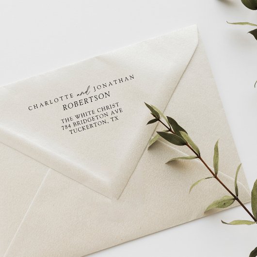 Zwart en wit eenvoudig modern adres rubberstempel