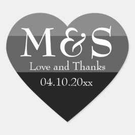 Zwart en Wit Eenvoudig Modern Chique Script Trouwe Hart Sticker