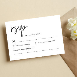 Zwart en Wit Eenvoudig Modern Minimalistisch Huwel RSVP Kaartje