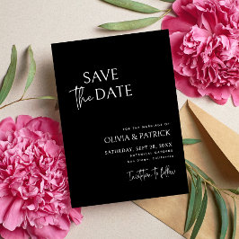 Zwart en Wit Eenvoudig Modern Minimalistisch Huwel Save The Date