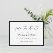 Zwart en wit Eenvoudig Modern sparen de Datum Save The Date (Staand voorkant)