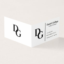 Zwart En Wit Eenvoudig Monogram Persoonlijke Vouwk Kaart