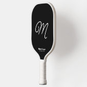 Zwart en wit, eenvoudig script Initiaal Pickleball Paddle (Links)