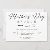 Zwart en Wit Eenvoudig Script Moederdag Brunch Kaart (Voorkant)