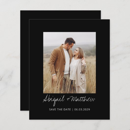 Zwart en wit eenvoudig sparen de Uitnodiging van d (Voorkant / Achterkant)