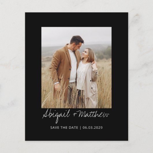 Zwart en wit eenvoudig sparen de Uitnodiging van d (Voorkant)