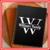 Zwart en Wit | Eenvoudige familienaam Monogram Notitieboek