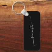 Zwart en Wit Eenvoudige Swash Handtekening Naam Sleutelhanger (Voorkant)