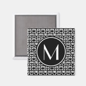 Zwart en wit - Eigenaren Gepersonaliseerd Monogram Magneet (Voorkant / Achterkant)