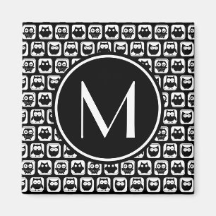 Zwart en wit - Eigenaren Gepersonaliseerd Monogram Magneet