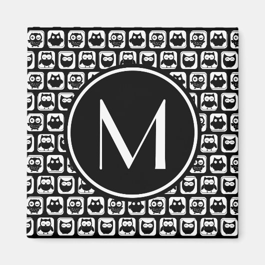 Zwart en wit - Eigenaren Gepersonaliseerd Monogram Magneet (Voorkant)