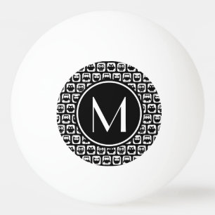 Zwart en wit - Eigenaren Gepersonaliseerd Monogram Pingpongbal