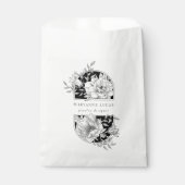 Zwart en Wit Elegant Bloemstuk Bedankzakje (Voorkant)