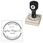 Zwart en Wit Elegant Cirkel Logo Rubber Stempel (Gestempeld)