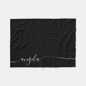 Zwart en wit Elegant Delicaat Handtekening Schrift Fleece Deken (Voorkant (Horizontaal))