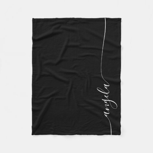 Zwart en wit Elegant Delicaat Handtekening Schrift Fleece Deken (Voorkant)