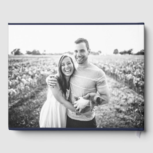 Zwart en wit elegant foto trouwgastenboek gastenboek (Achterkant)